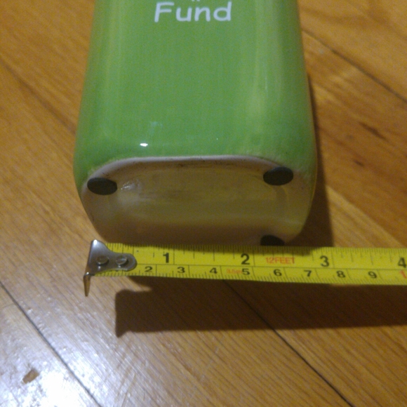 Green ceramic "Video Games $ Fund" bank with cork lid - Picture 3 of 3